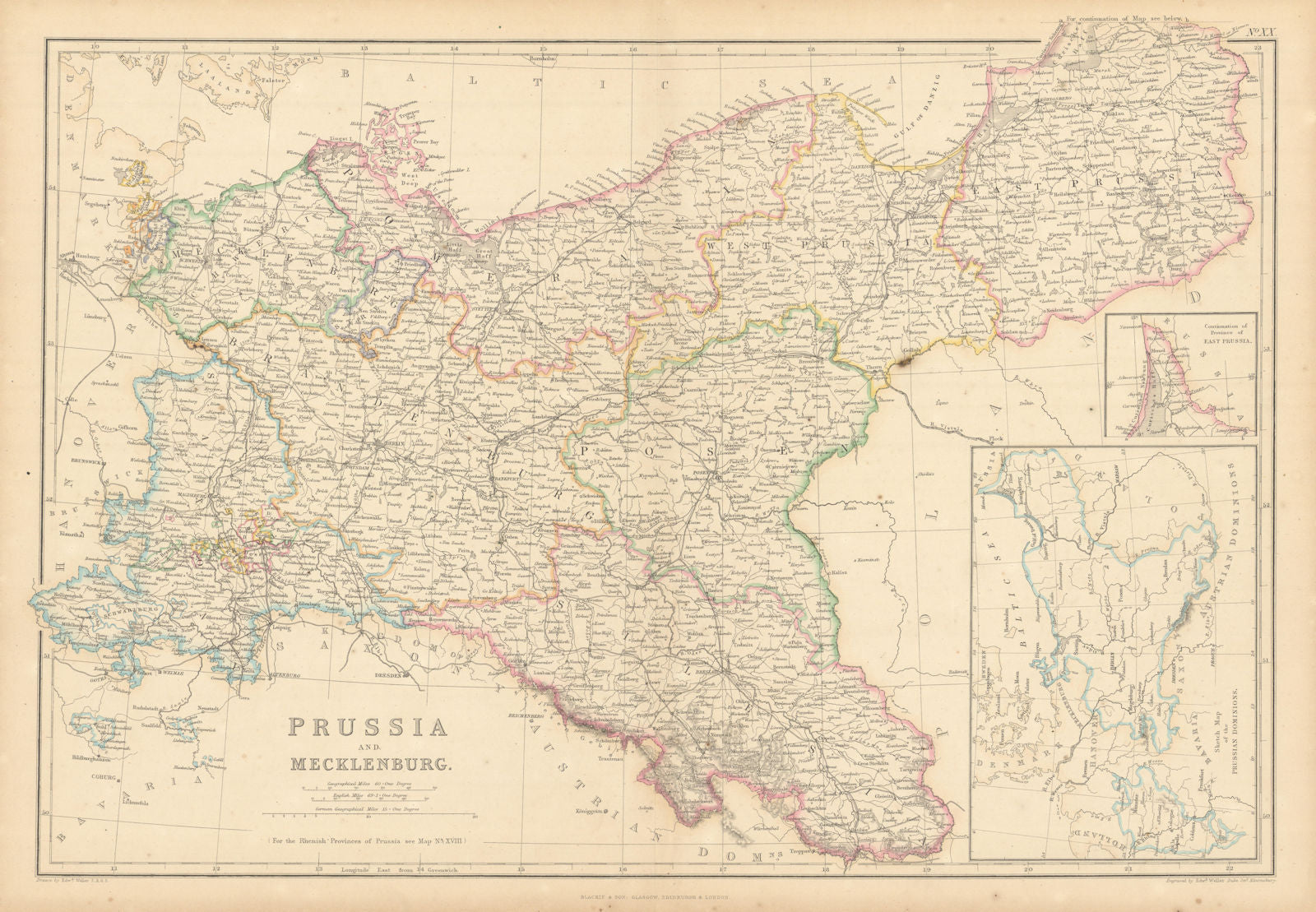 Prussia and Mecklenburg by Edward Weller. Germany & Poland 1859 old map